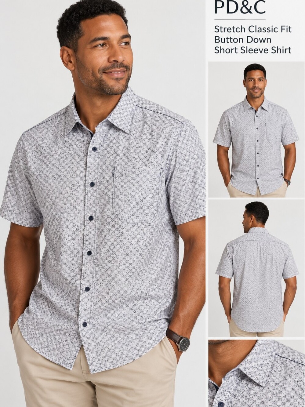 Pd & C Printed Men's Causal Button Up Shirt